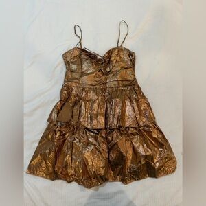 Amanda Uprichard gold mini dress size medium